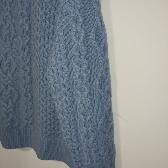 Nordstrom Signature Cashmere Turtleneck Cable Knit Sweater S Baby Blue - Picture 5 of 7